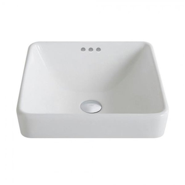 Daniel Kraus Kraus KCR-281 Elavo White Ceramic Square Semi-Recessed Bathroom Sink KCR-281